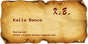 Kalla Bence névjegykártya